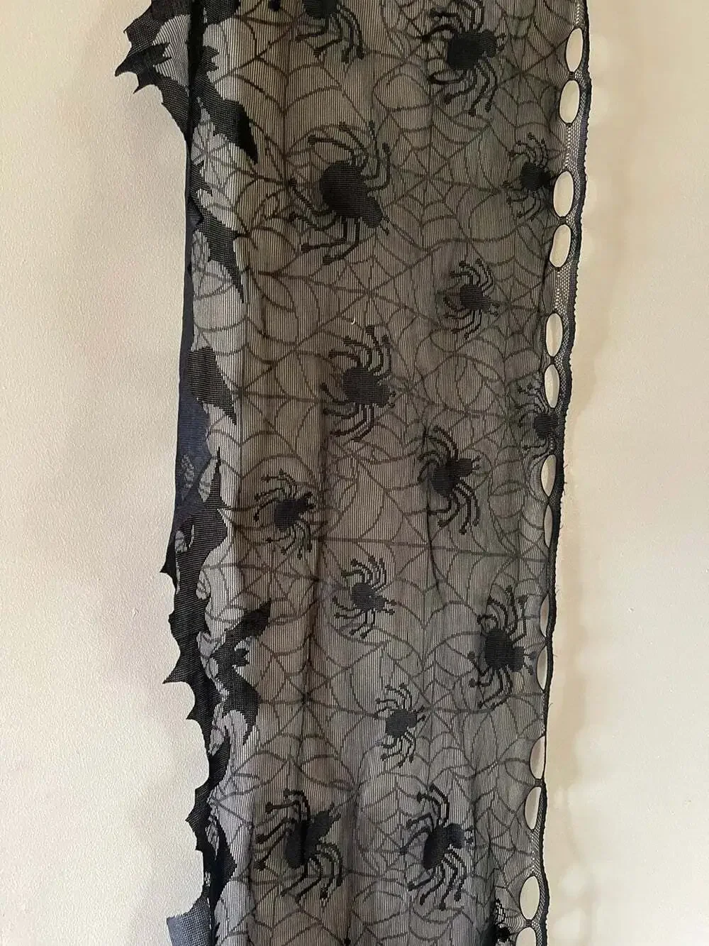 Halloween lace black spider table runner
